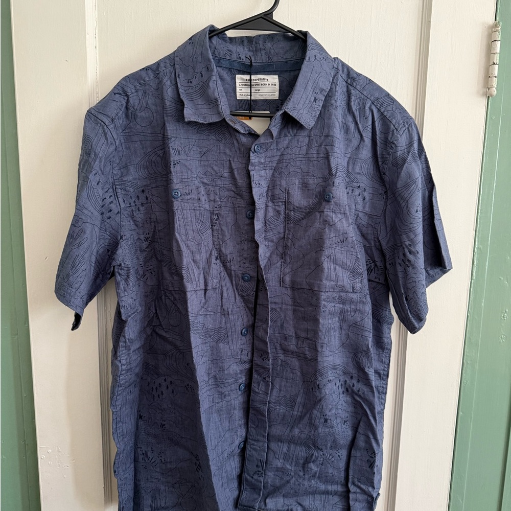 REI Blue Western Pattern Button Down Shirt